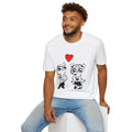 Romantic Cartoon Couple T-Shirt — Cute Heart Sketch Valentine Tee  hand-drawn