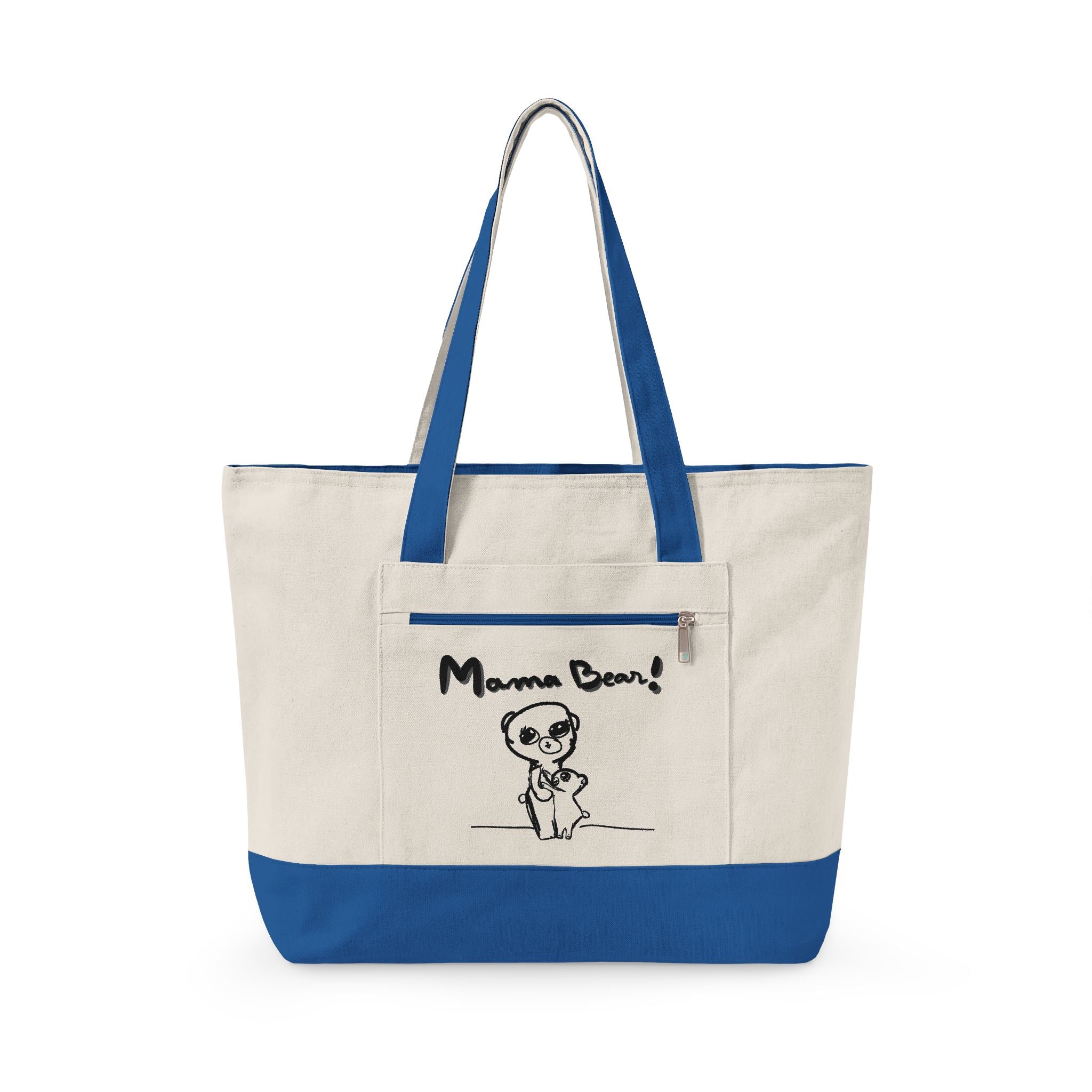 Mama Bear Canvas Tote Bag — Cute Hand-Drawn Mom & Baby Design