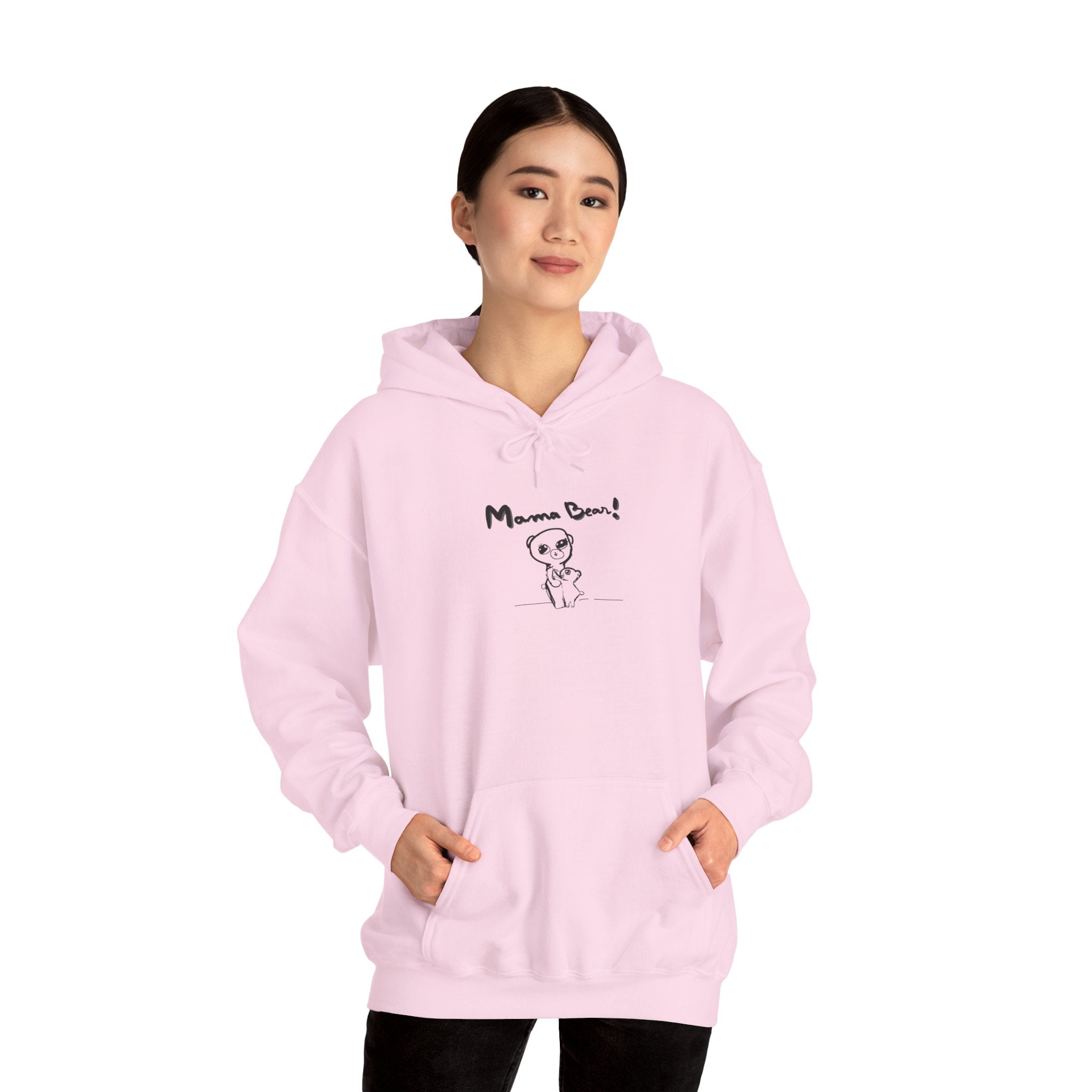 Mom & Child Hand-Drawn Hoodie — Handmade Love Illustration