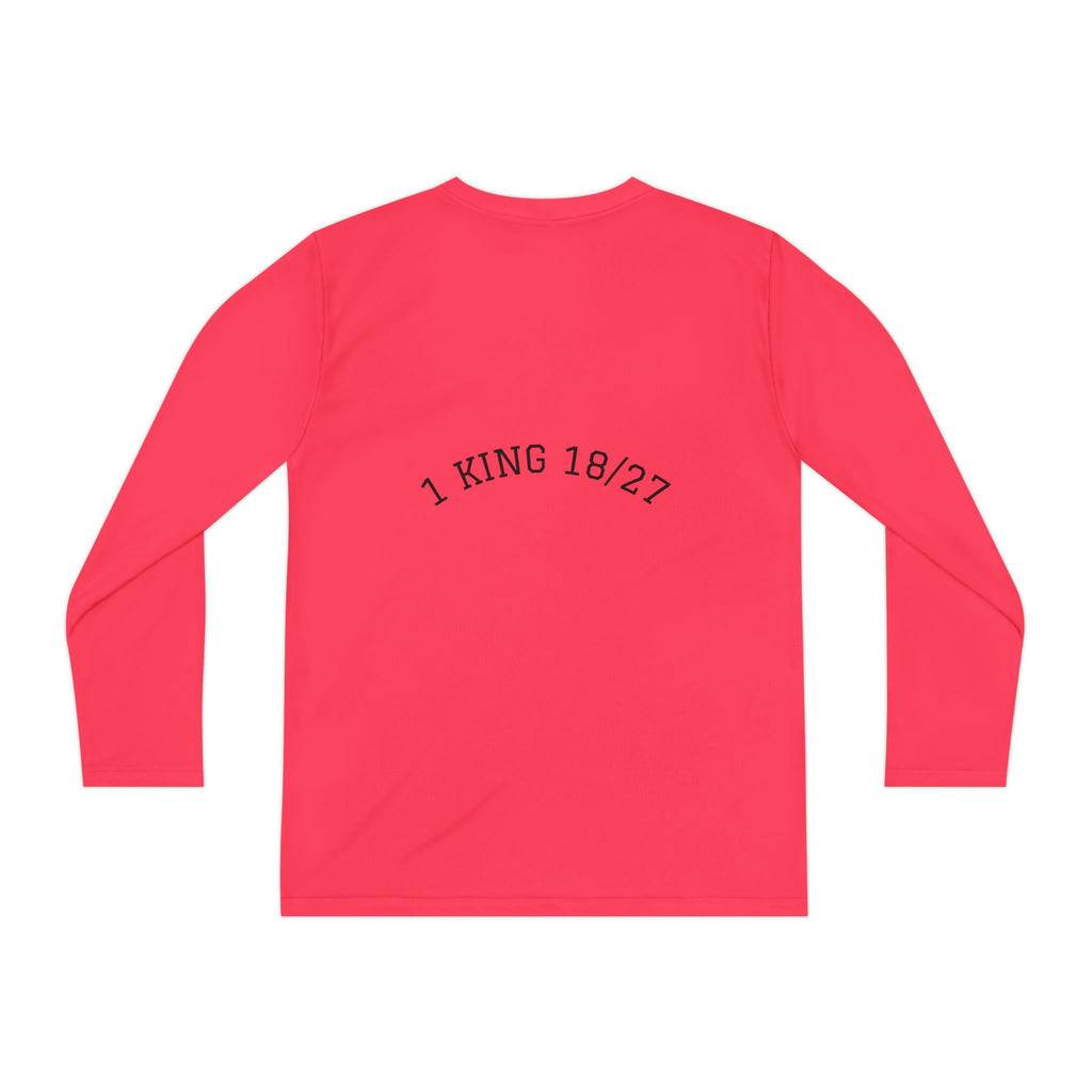 Youth Long Sleeve Tee — "Nothing to Fear" (1 Kings 18:27) — Kid-Designed Christian Tee