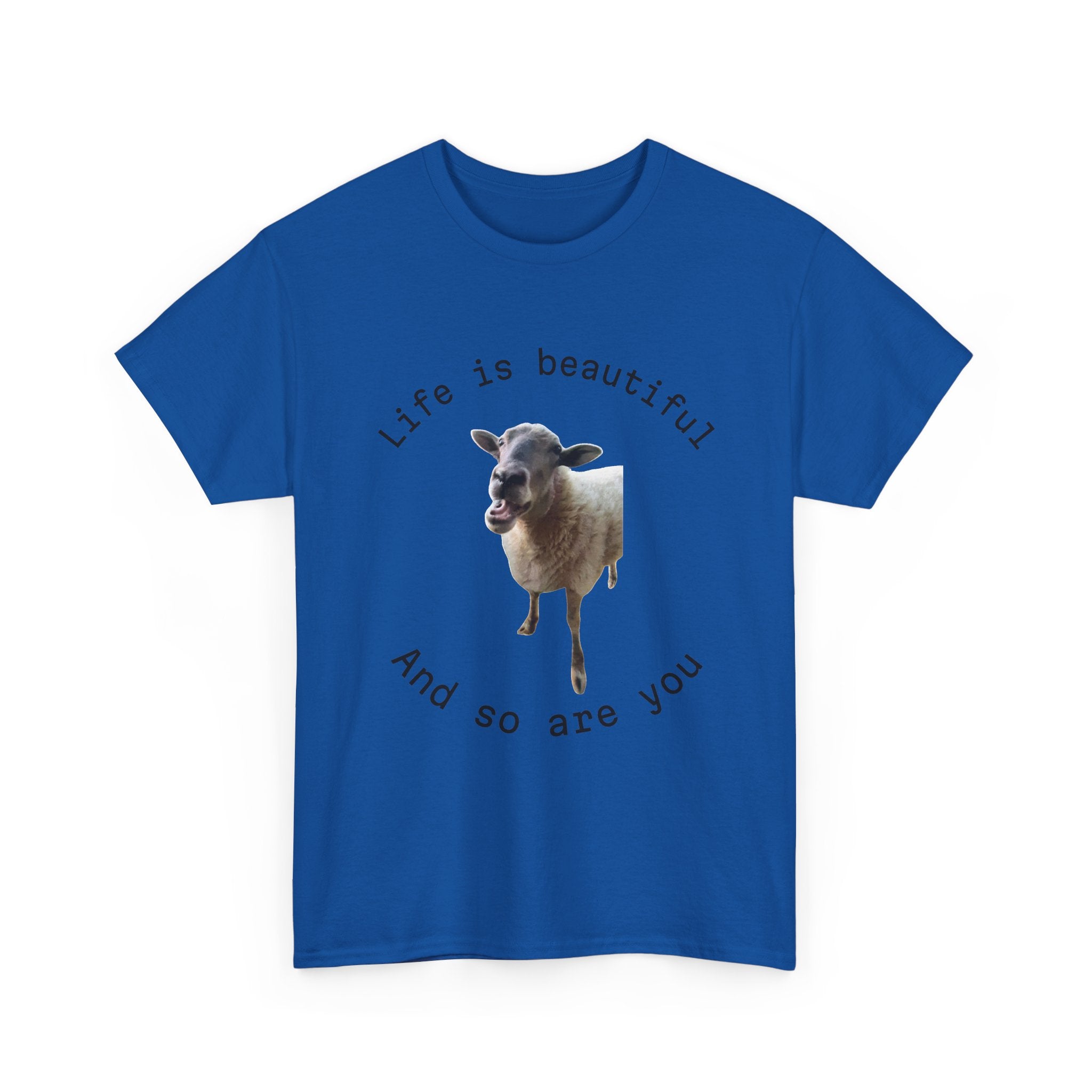 Life Is Beautiful Sheep Tee – 'Life is beautiful and so are you' Positive Graphic T-Shirt