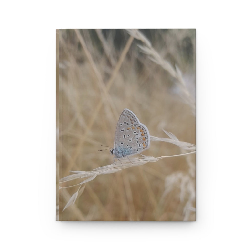 Delicate Blue Butterfly Hardcover Journal — Matte Nature Writing Notebook