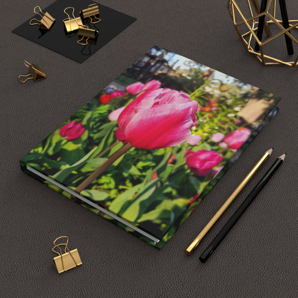 Pink Tulip Hardcover Journal — Floral Photography Notebook for Spring, Gardening & Daily Notes