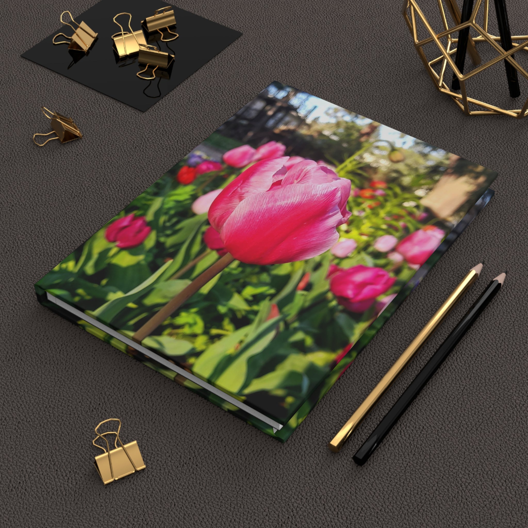 Pink Tulip Hardcover Journal — Floral Photography Notebook for Spring, Gardening & Daily Notes