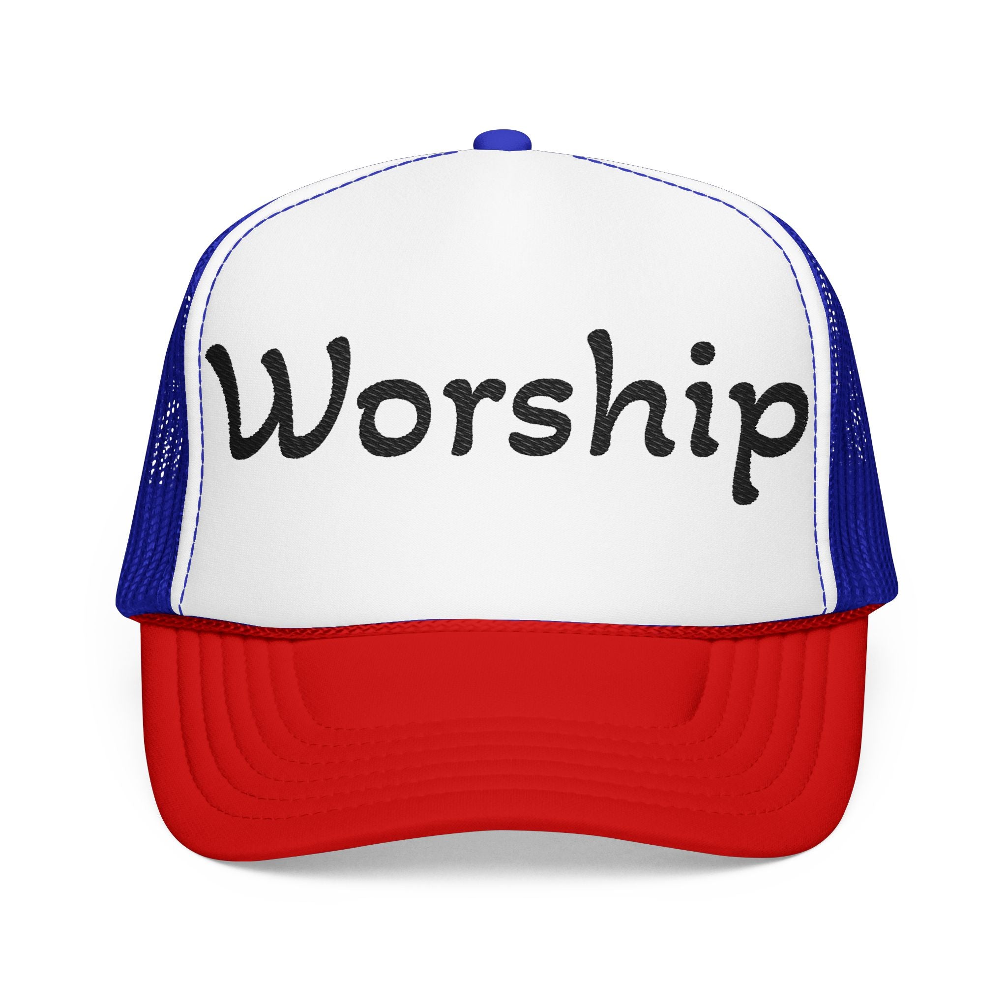 Worship Team Foam Trucker Hat — 'Worship' Church Camp & Service Cap