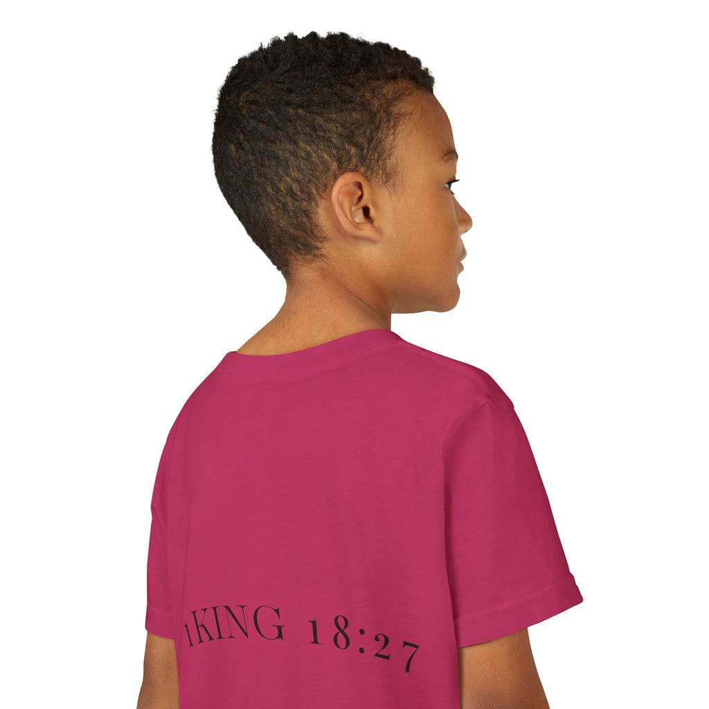 Youth T-Shirt — 1 Kings 18:27 “Don’t Fear Our God Is Strong” (Designed by 12-Year-Old)