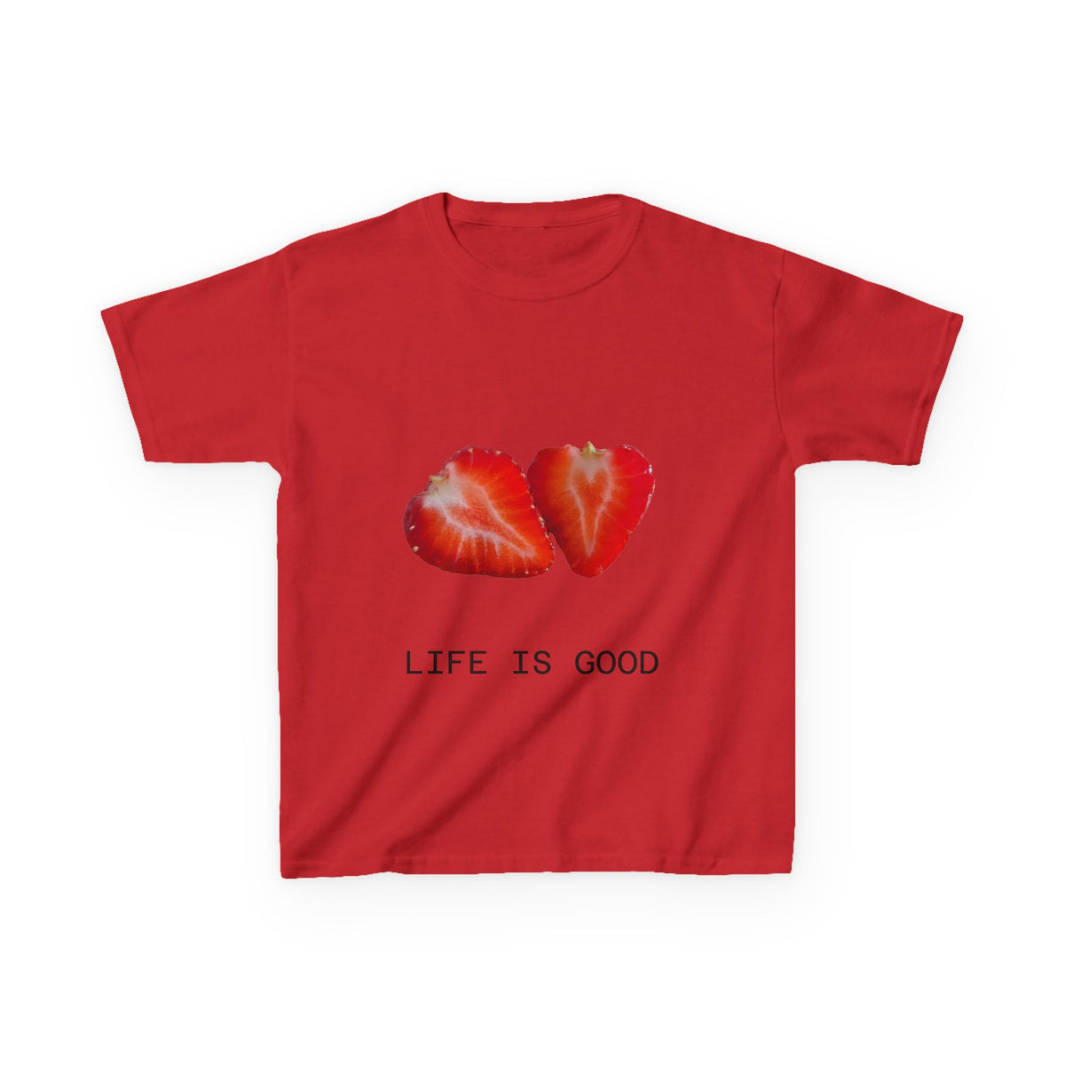Kids Strawberry Heart Tee — Cute Fruit Graphic Playful Kids T-Shirt