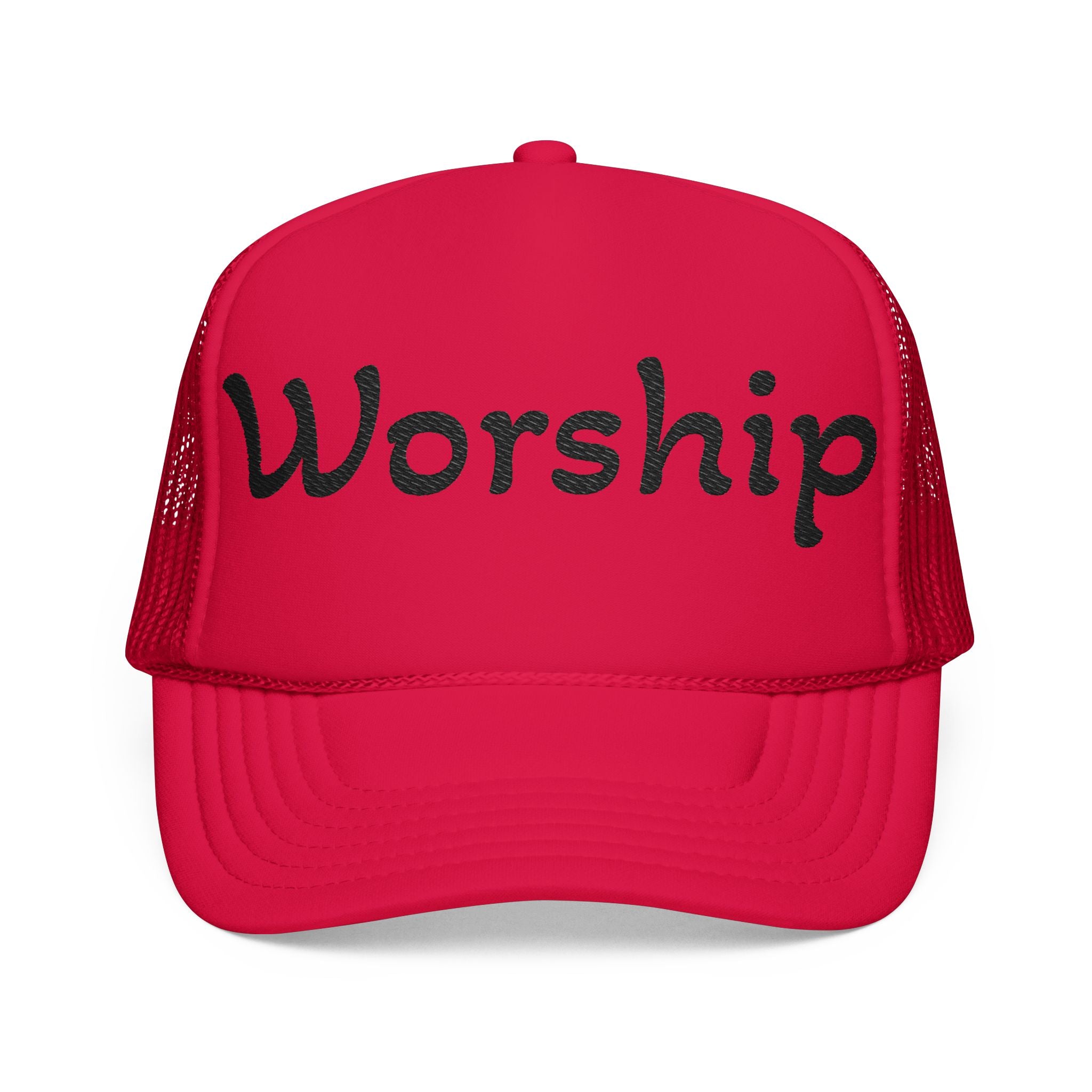 Worship Team Foam Trucker Hat — 'Worship' Church Camp & Service Cap