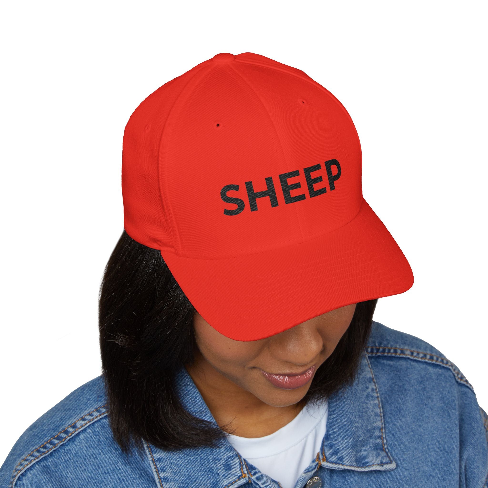 Embroidered 'SHEEP' Closed-Back Cap