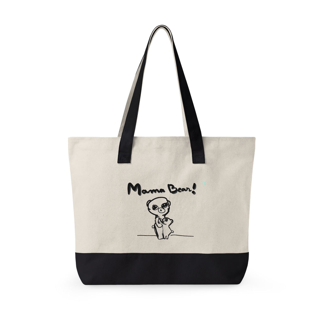Mama Bear Canvas Tote Bag — Cute Hand-Drawn Mom & Baby Design