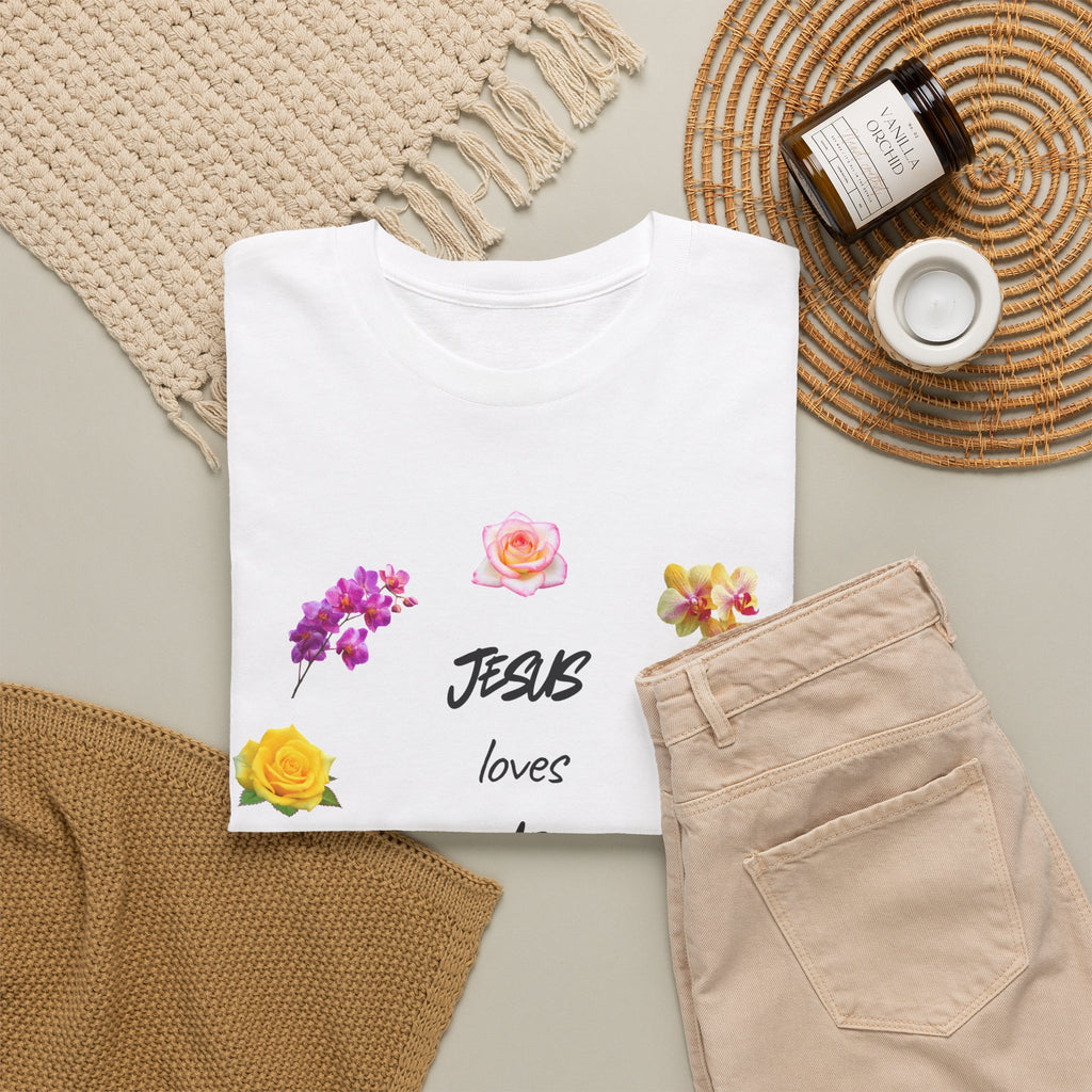 Jesus Loves Me Floral T‑Shirt — Christian Flower Wreath Tee