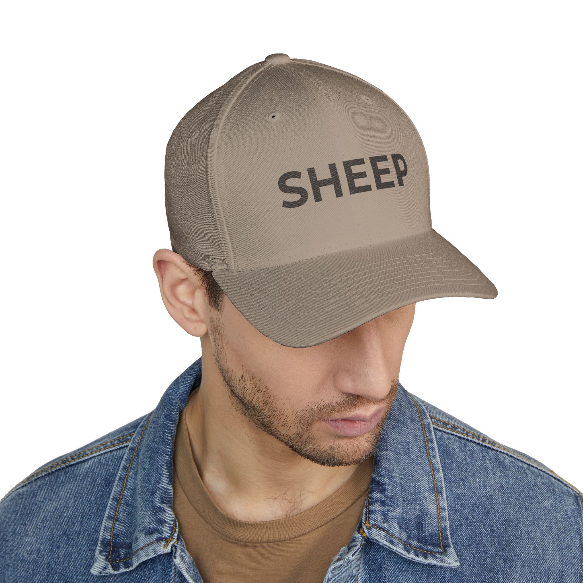 Embroidered 'SHEEP' Closed-Back Cap
