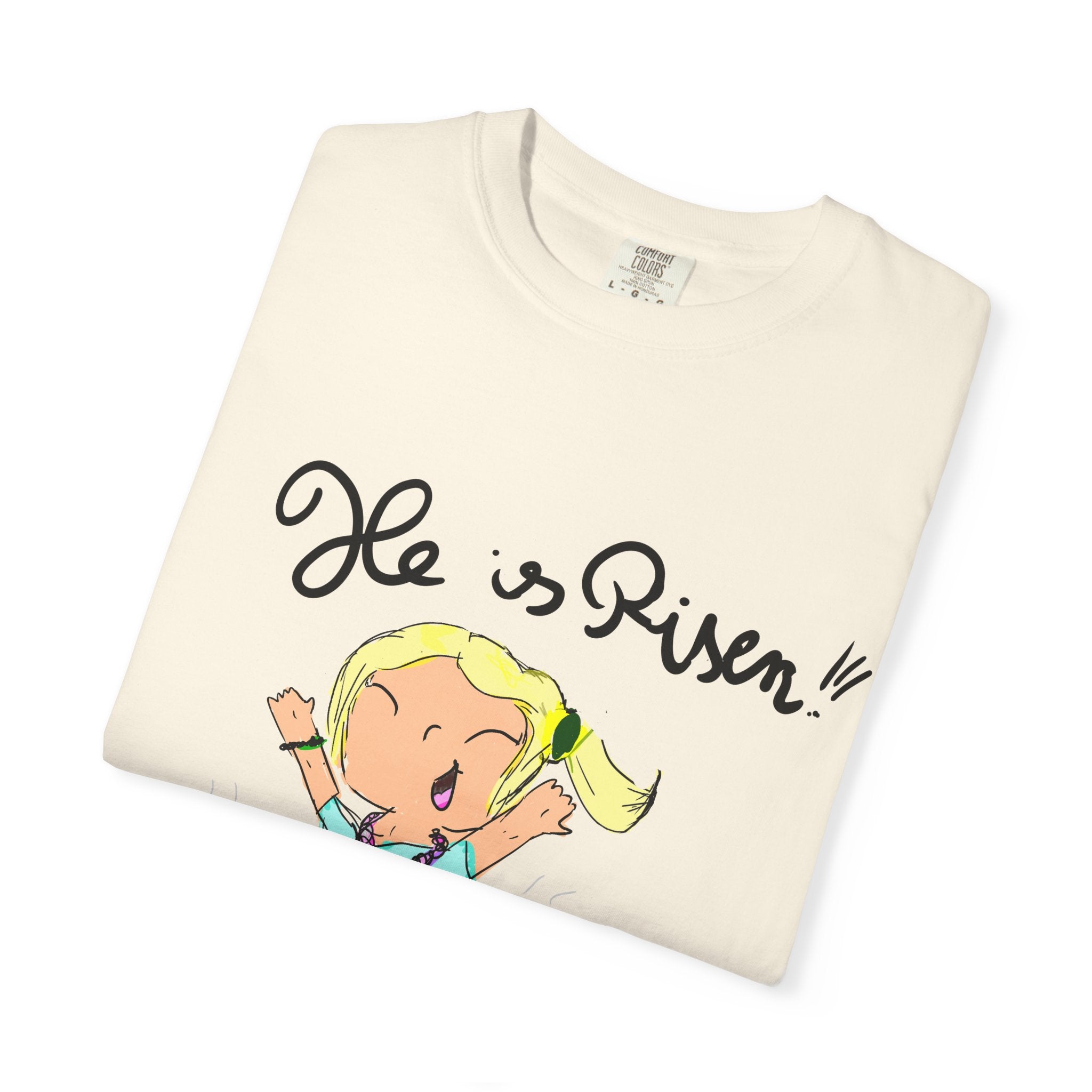 Kids' Hand-Drawn Easter T-Shirt — He Is Risen | P.O.P