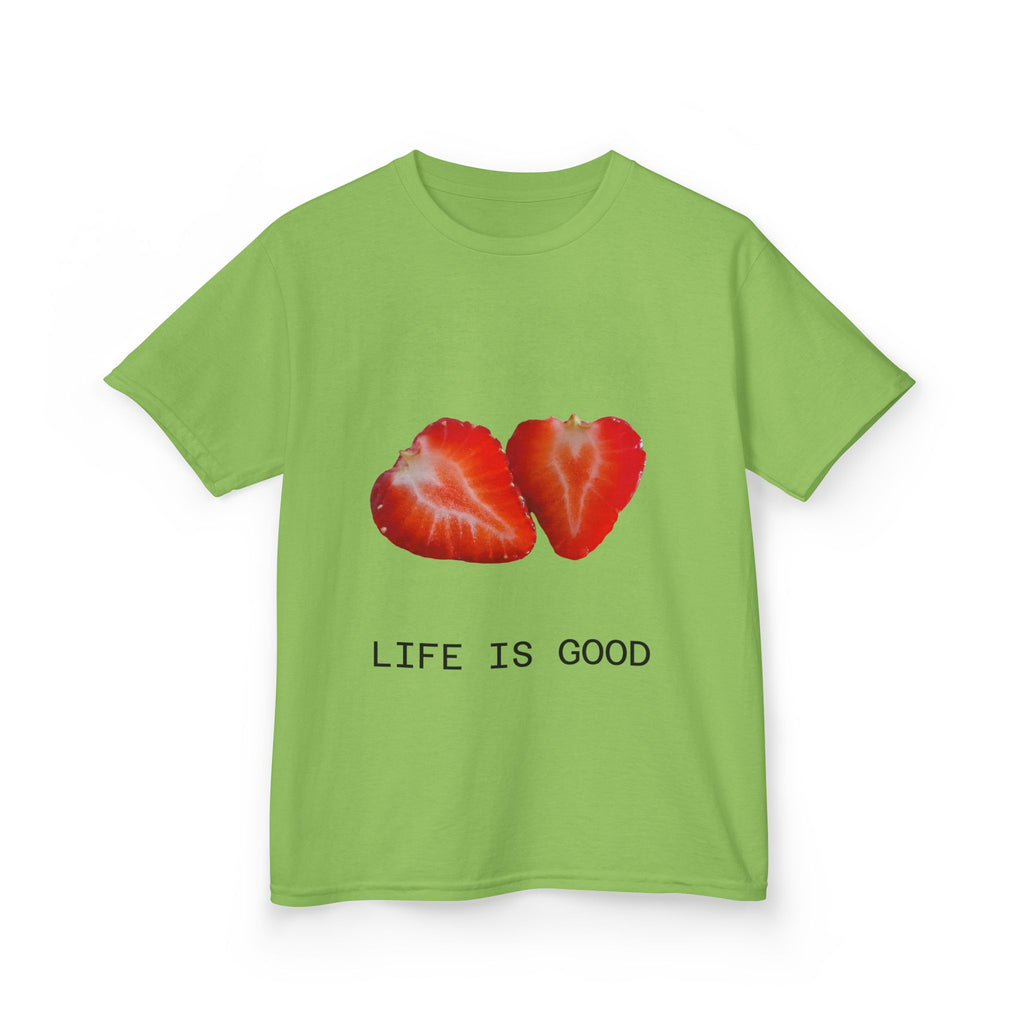 Kids Strawberry Heart Tee — Cute Fruit Graphic Playful Kids T-Shirt
