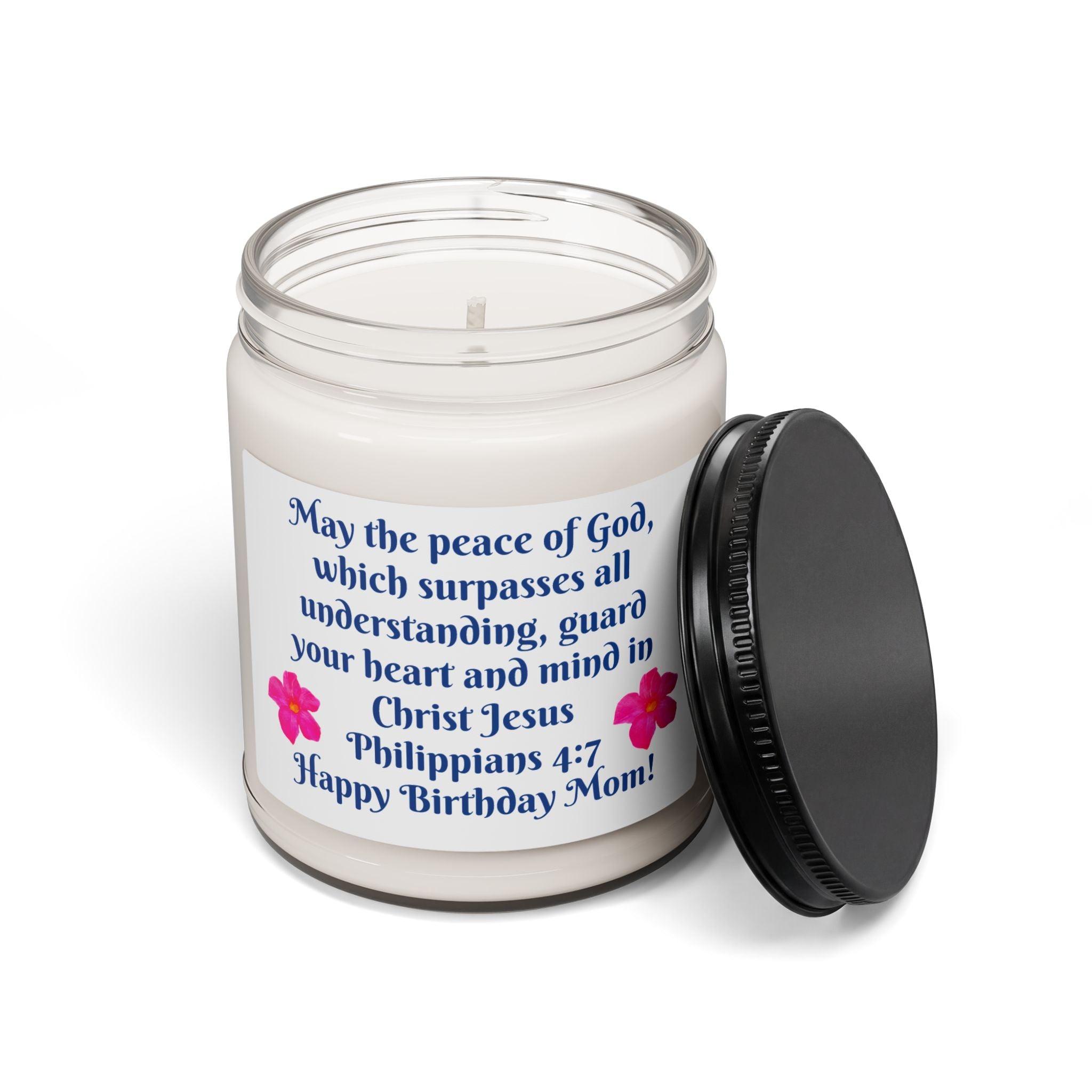 Birthday Mom Soy Candle — "Philippians 4:7" Inspirational Scented Jar (9 oz)