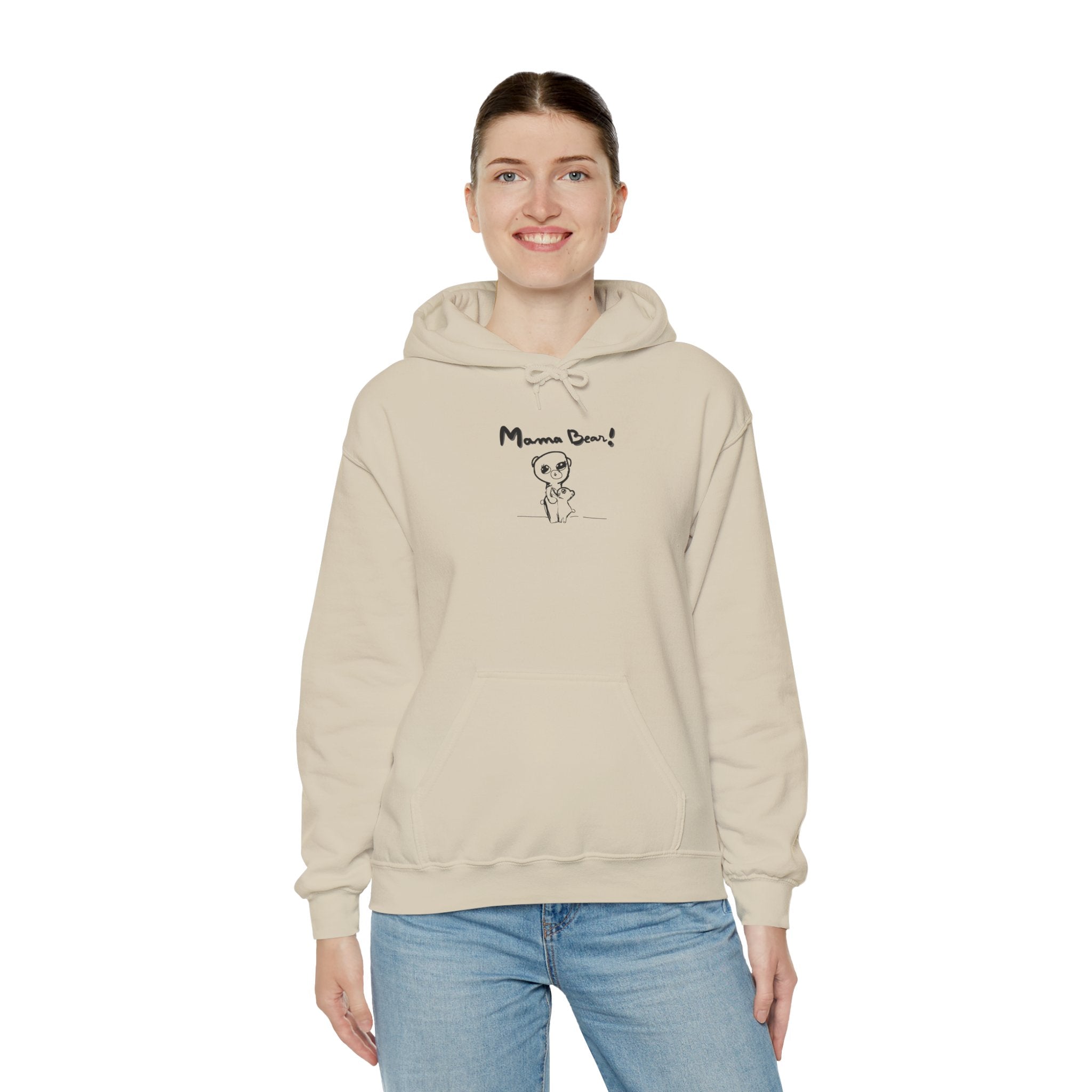 Mom & Child Hand-Drawn Hoodie — Handmade Love Illustration