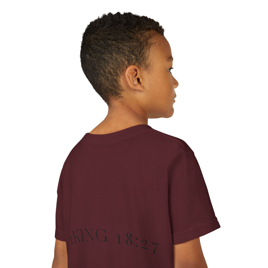 Youth T-Shirt — 1 Kings 18:27 “Don’t Fear Our God Is Strong” (Designed by 12-Year-Old)