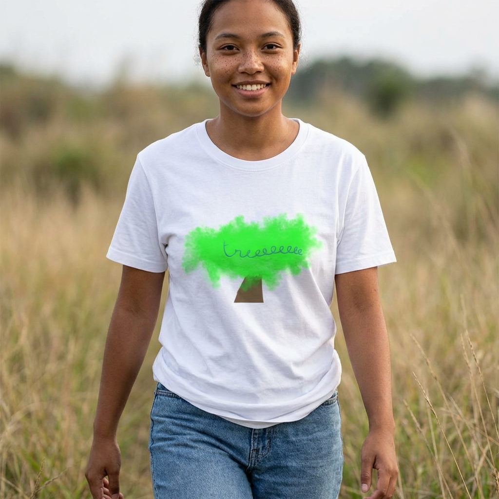 Childlike Hand-Drawn Tree T-Shirt — Kids' Art Illustration Tee