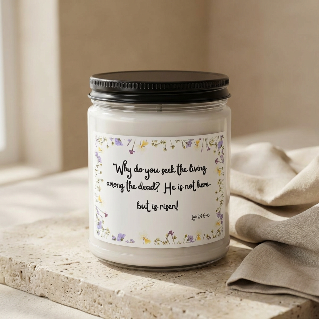 Easter Christian Scented Soy Candle — 9oz | Gift for Family & Church "He is Risen"