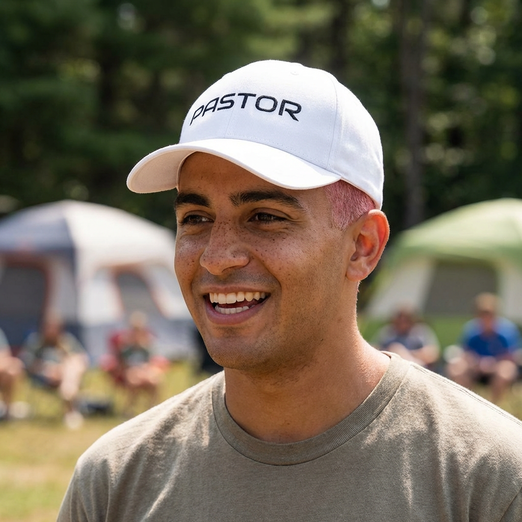 Pastor Embroidered Cap — Structured Closed-Back Church Hat for Church Camp & Gatherings