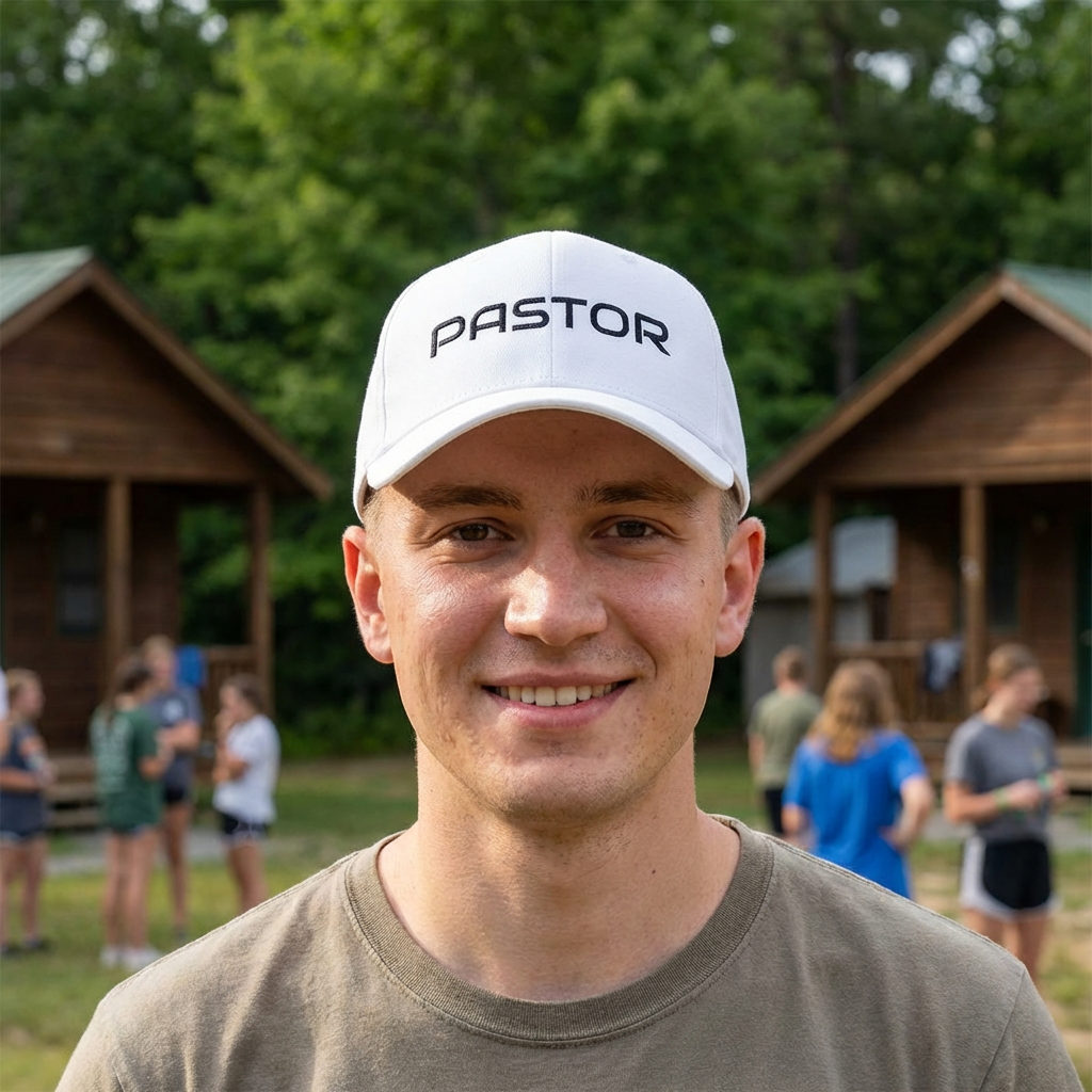 Pastor Embroidered Cap — Structured Closed-Back Church Hat for Church Camp & Gatherings