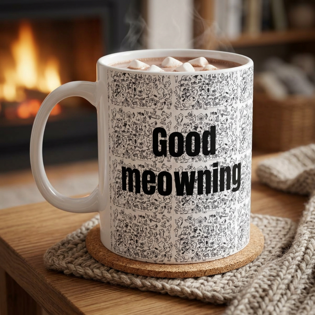 Child’s Kitten Drawing Ceramic Mug — Hand-Drawn Kitty Art (11oz, 15oz)