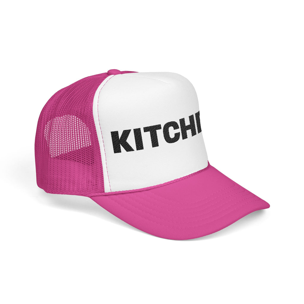 Kitchen Trucker Hat — Retro Foam Front Cap with Bold 'KITCHEN' Text