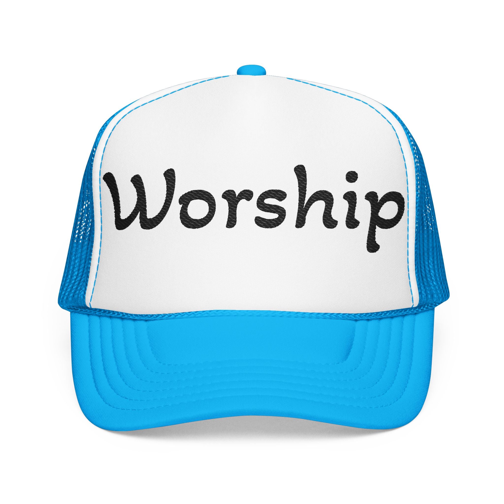 Worship Team Foam Trucker Hat — 'Worship' Church Camp & Service Cap