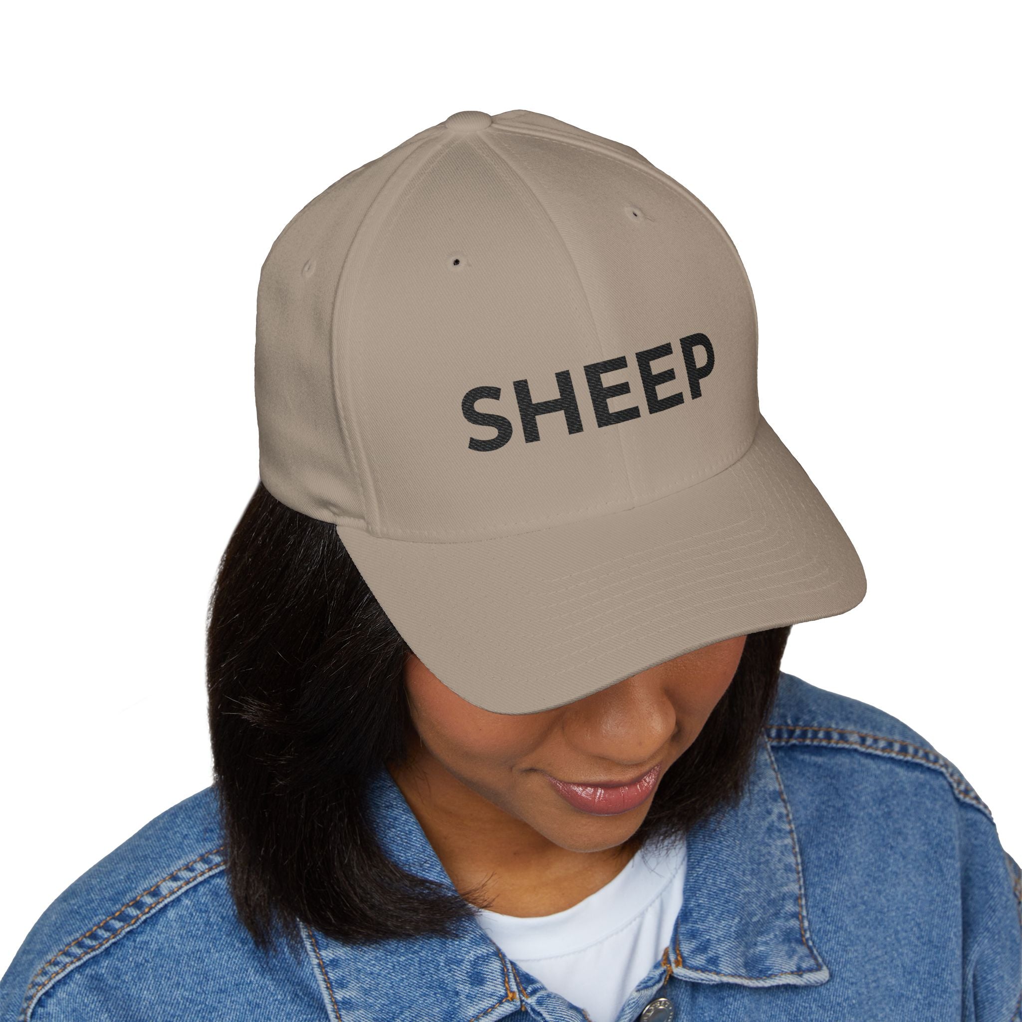 Embroidered 'SHEEP' Closed-Back Cap