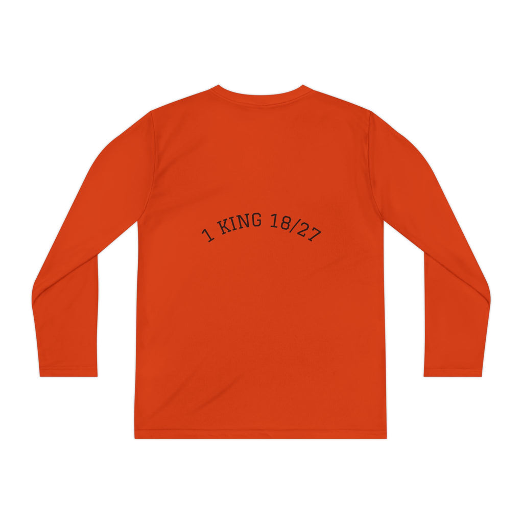 Youth Long Sleeve Tee — "Nothing to Fear" (1 Kings 18:27) — Kid-Designed Christian Tee