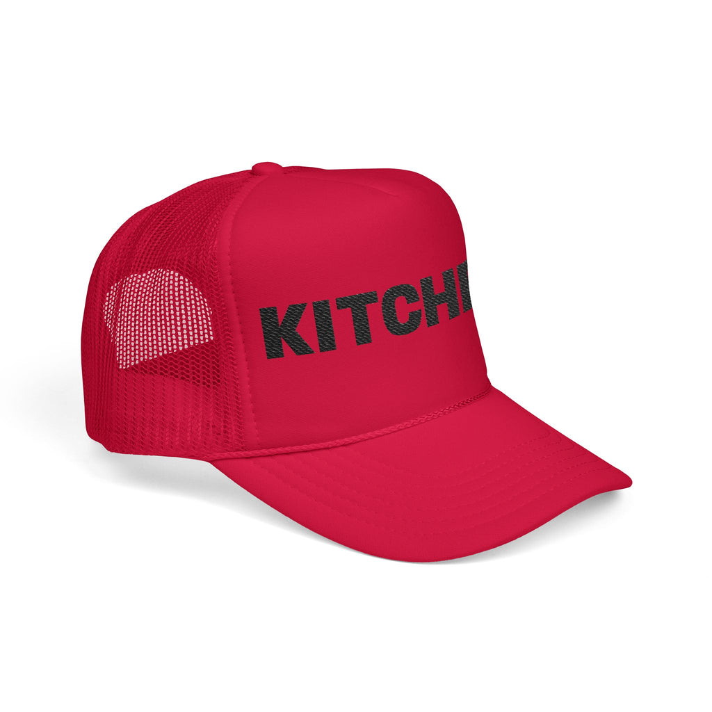 Kitchen Trucker Hat — Retro Foam Front Cap with Bold 'KITCHEN' Text