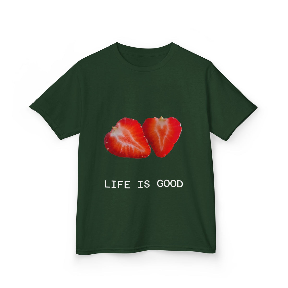 Kids Strawberry Heart Tee — Cute Fruit Graphic Playful Kids T-Shirt