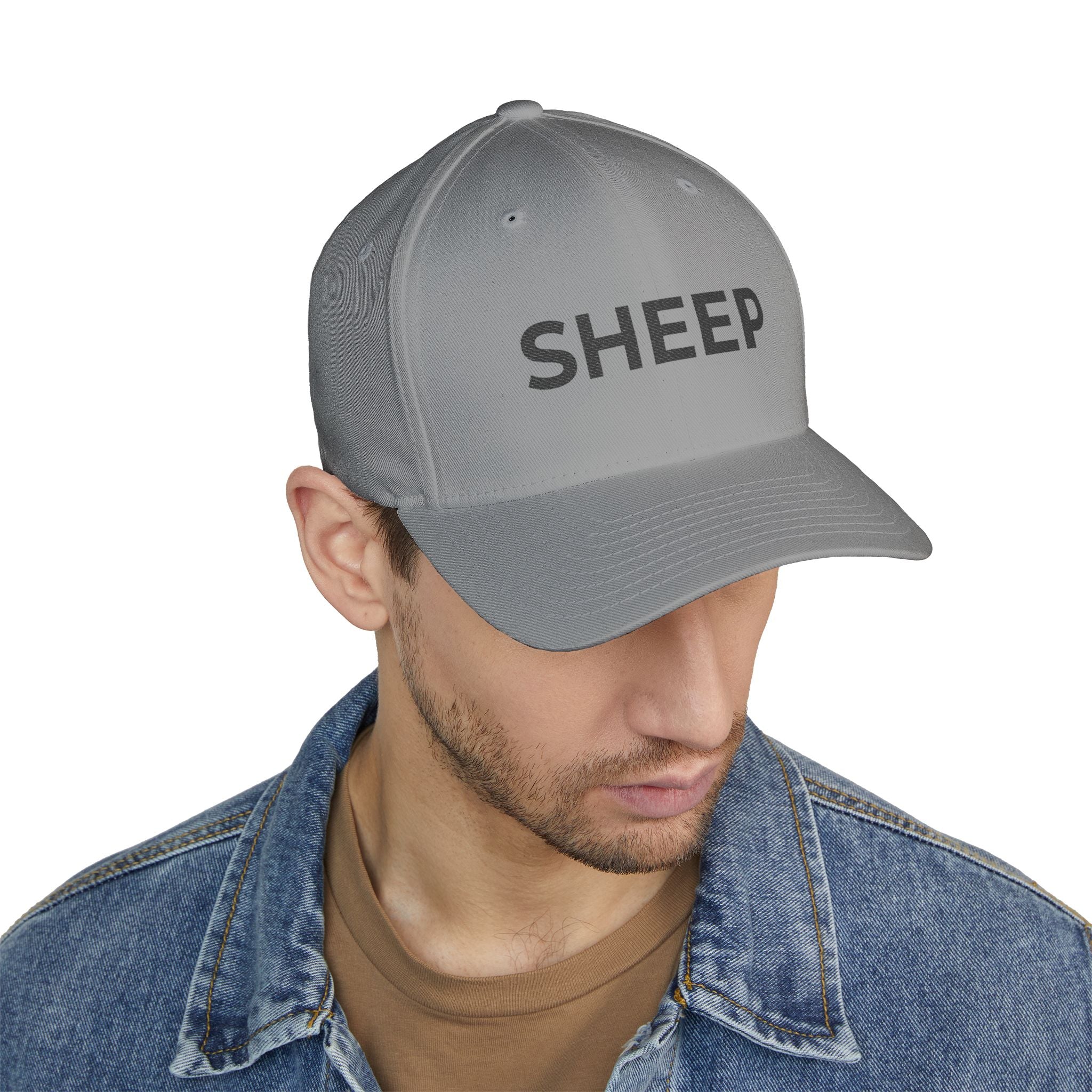 Embroidered 'SHEEP' Closed-Back Cap