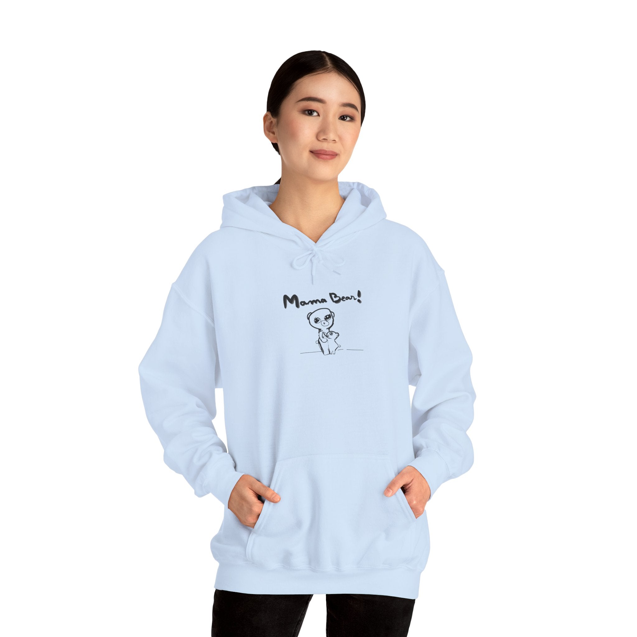 Mom & Child Hand-Drawn Hoodie — Handmade Love Illustration