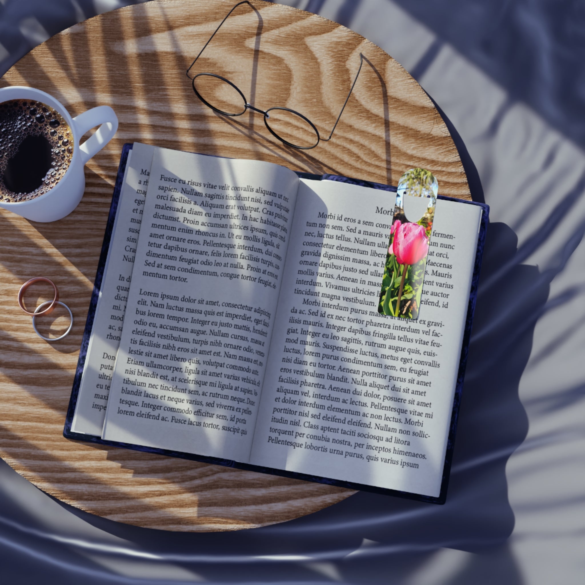 Tulip Photo Metal Bookmark — Pink Flower Garden Reading Accessory