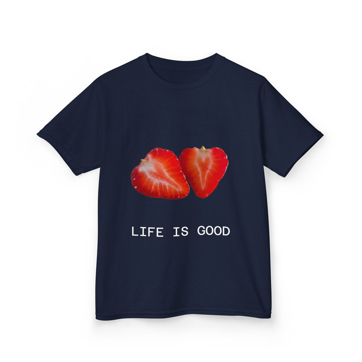 Kids Strawberry Heart Tee — Cute Fruit Graphic Playful Kids T-Shirt