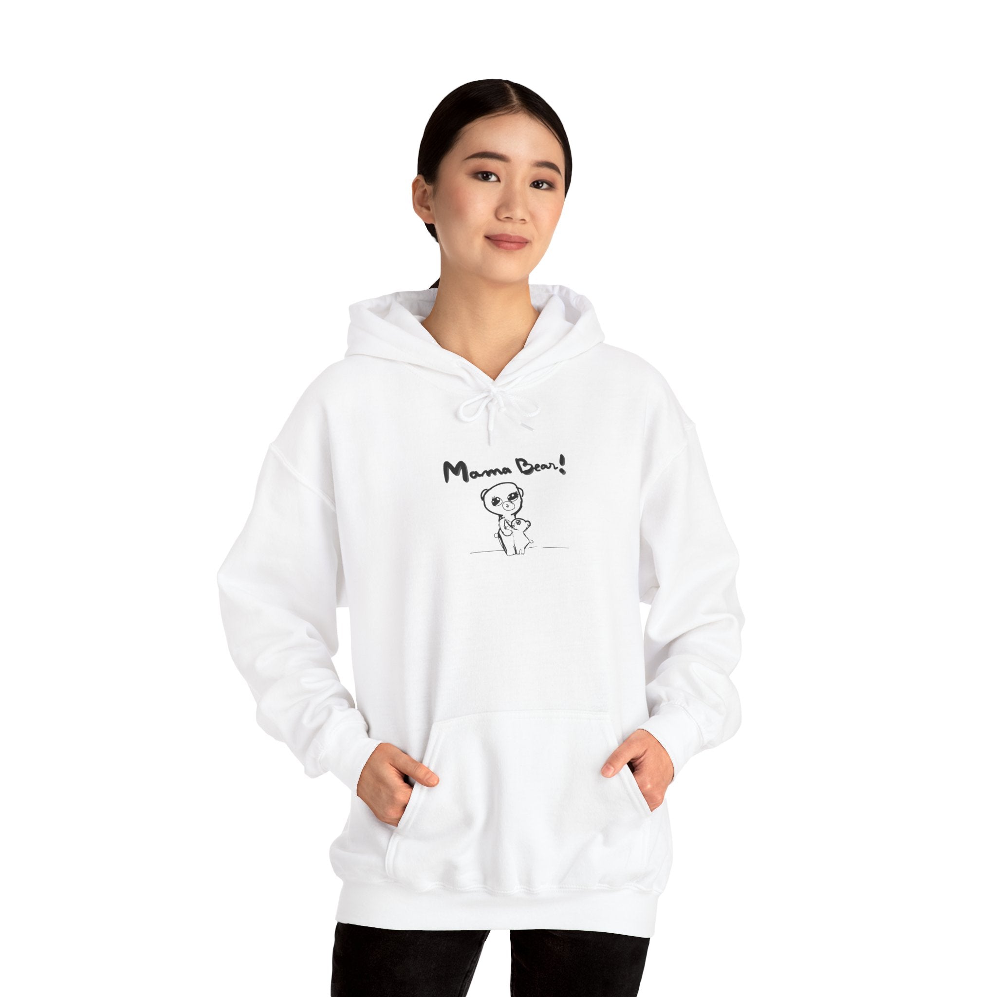 Mom & Child Hand-Drawn Hoodie — Handmade Love Illustration