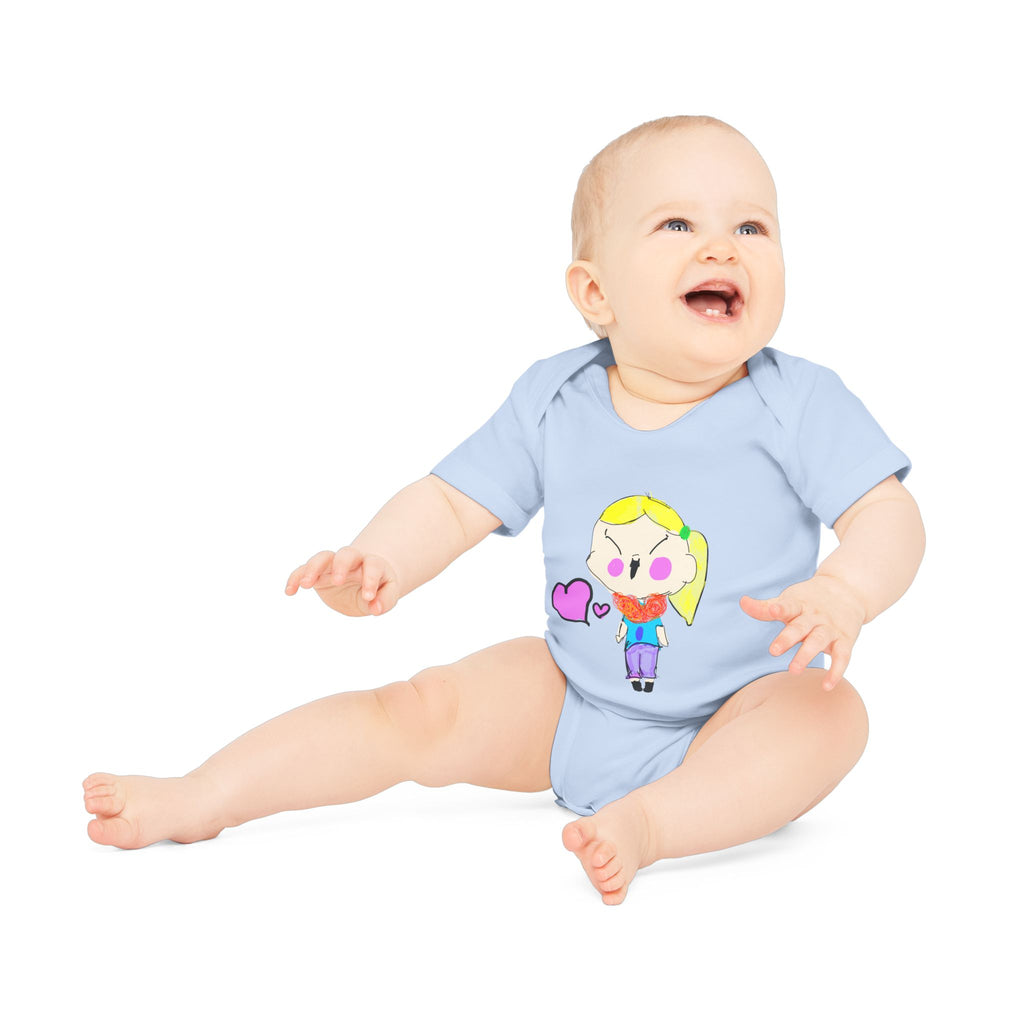 Baby Bodysuit hand-drawn by an 8 year old Girl — Child’s Artwork Infant Organic Short Sleeve