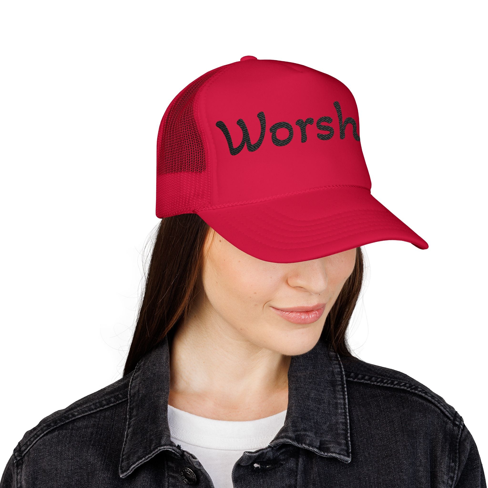 Worship Team Foam Trucker Hat — 'Worship' Church Camp & Service Cap