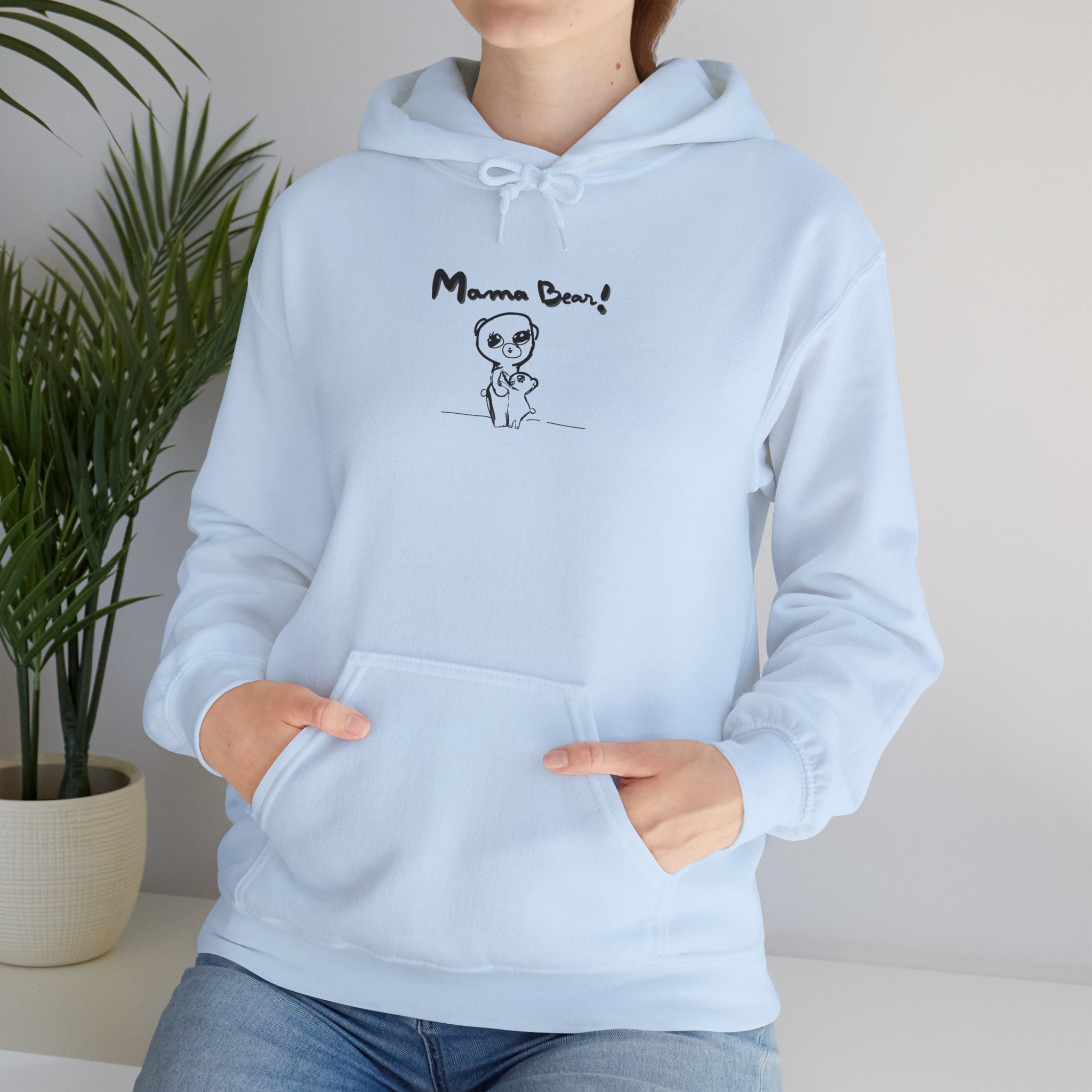 Mom & Child Hand-Drawn Hoodie — Handmade Love Illustration