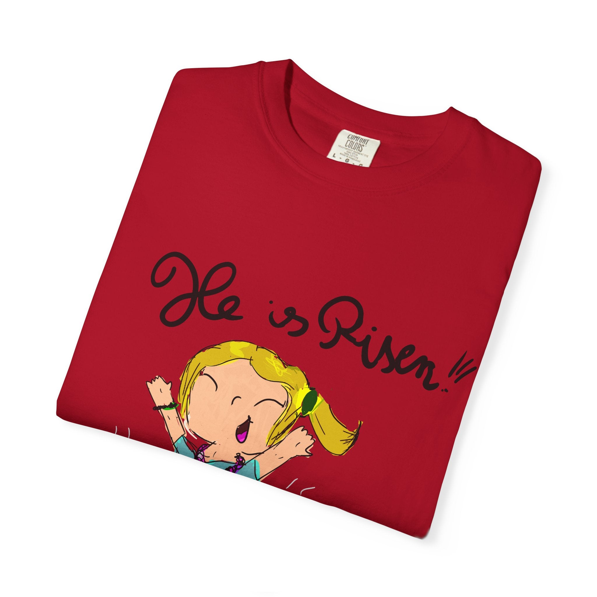 Kids' Hand-Drawn Easter T-Shirt — He Is Risen | P.O.P