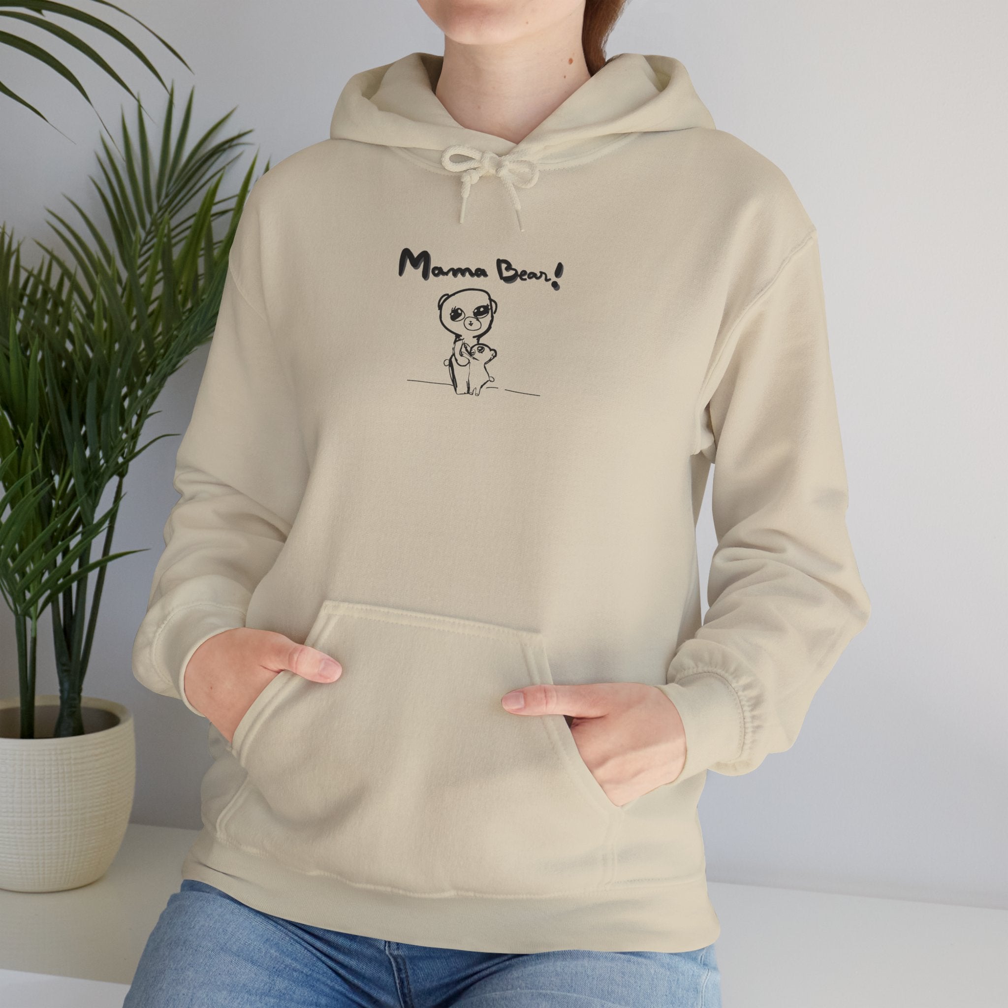 Mom & Child Hand-Drawn Hoodie — Handmade Love Illustration