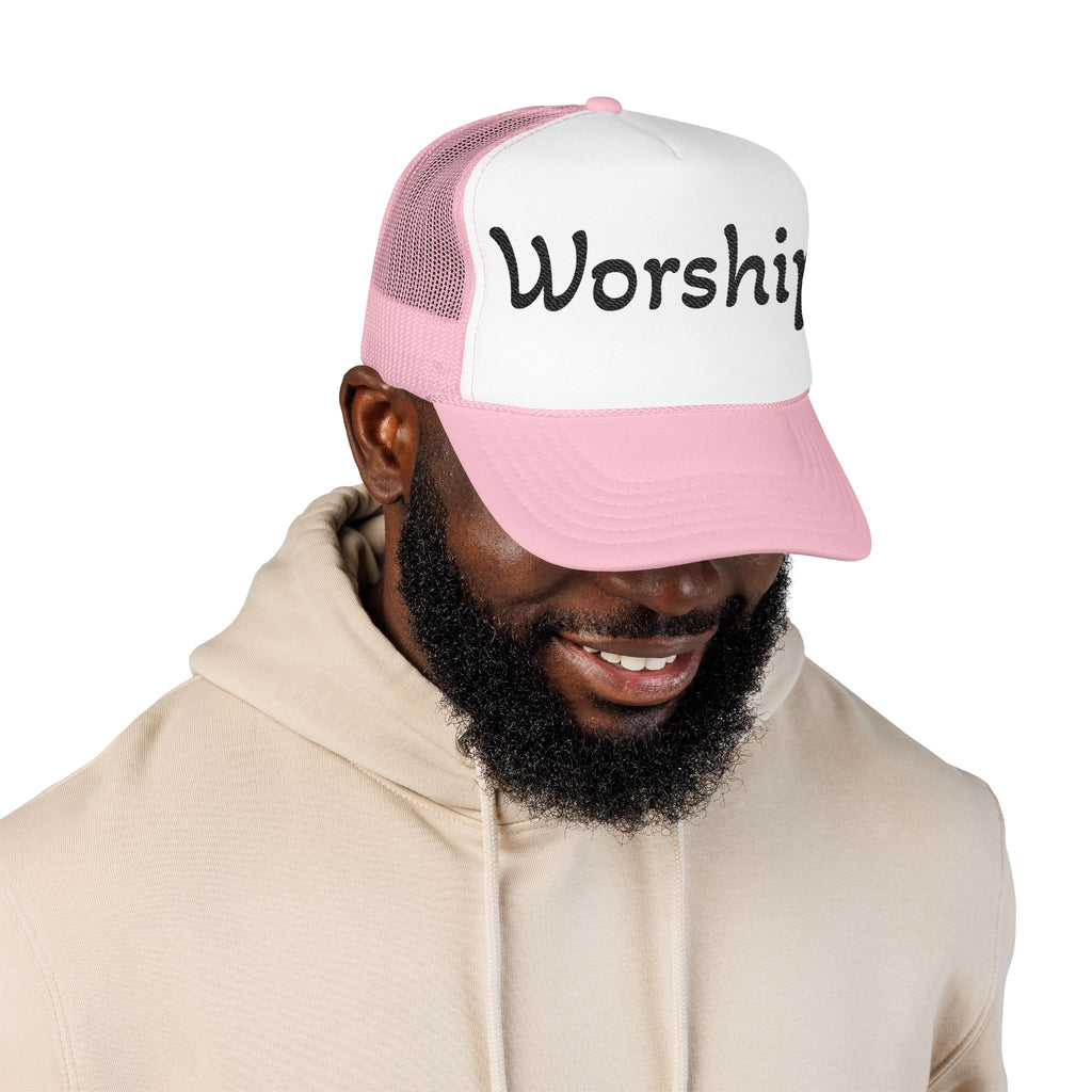Worship Team Foam Trucker Hat — 'Worship' Church Camp & Service Cap