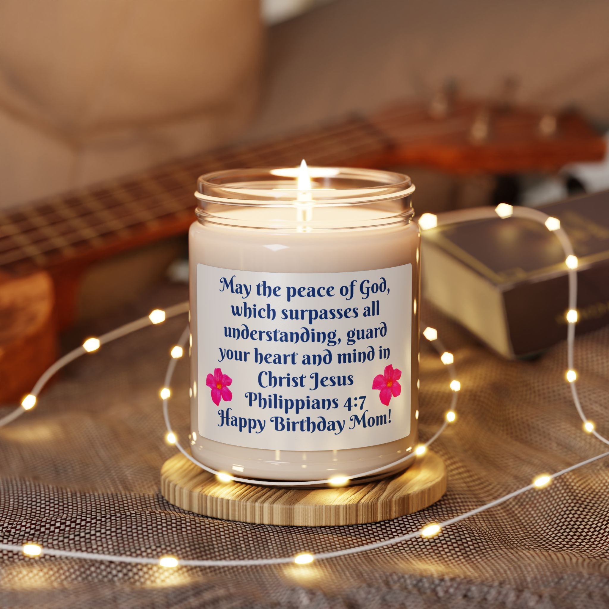 Birthday Mom Soy Candle — "Philippians 4:7" Inspirational Scented Jar (9 oz)