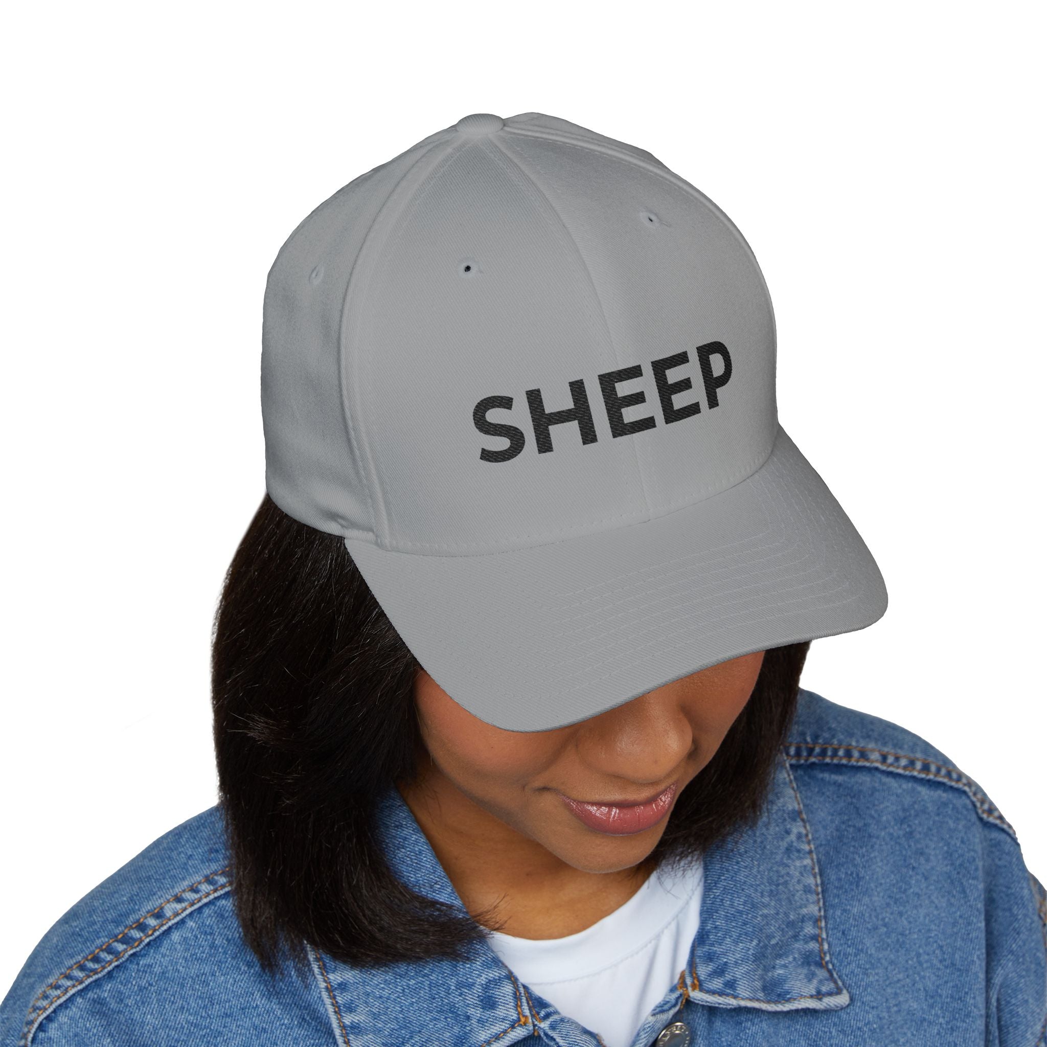 Embroidered 'SHEEP' Closed-Back Cap