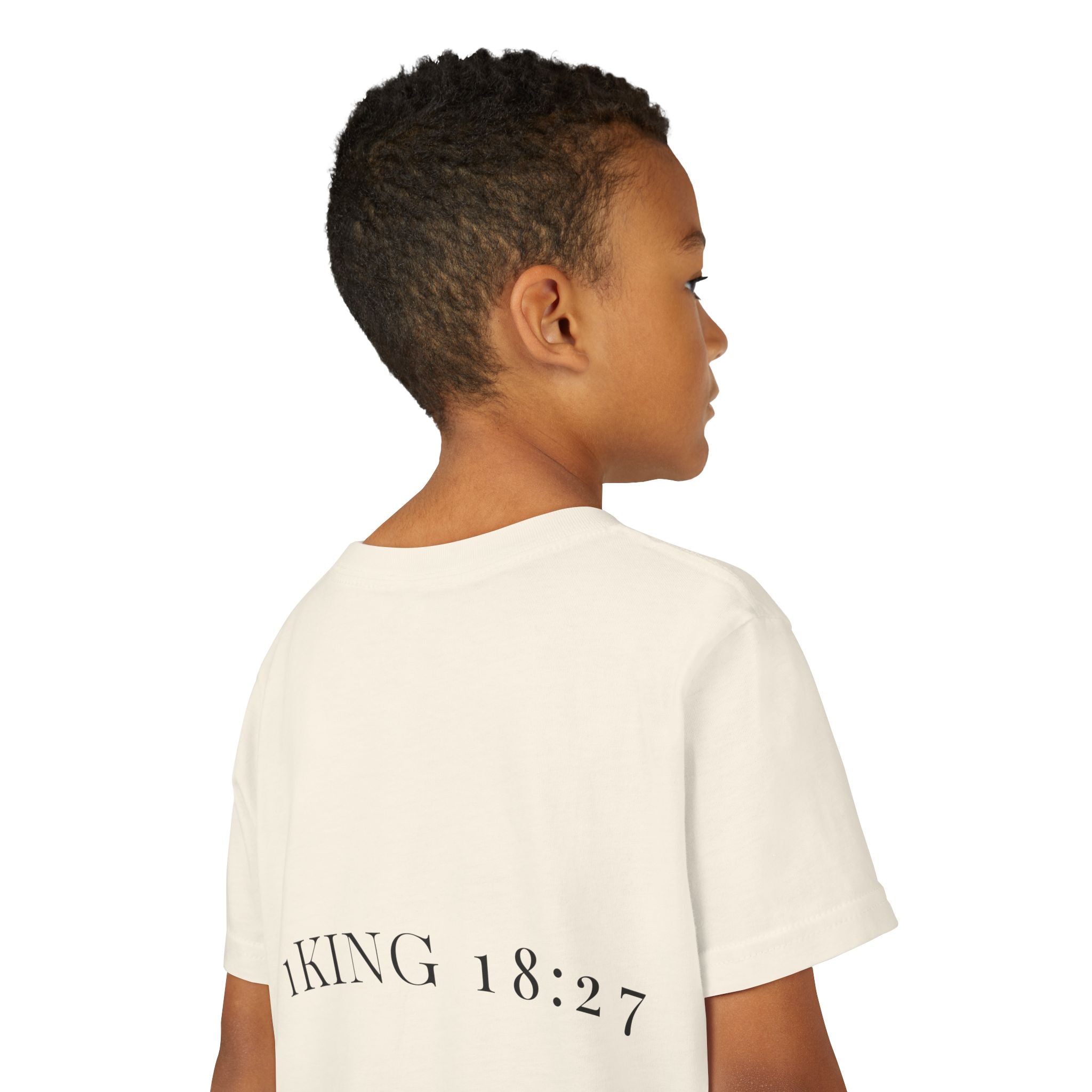 Youth T-Shirt — 1 Kings 18:27 “Don’t Fear Our God Is Strong” (Designed by 12-Year-Old)