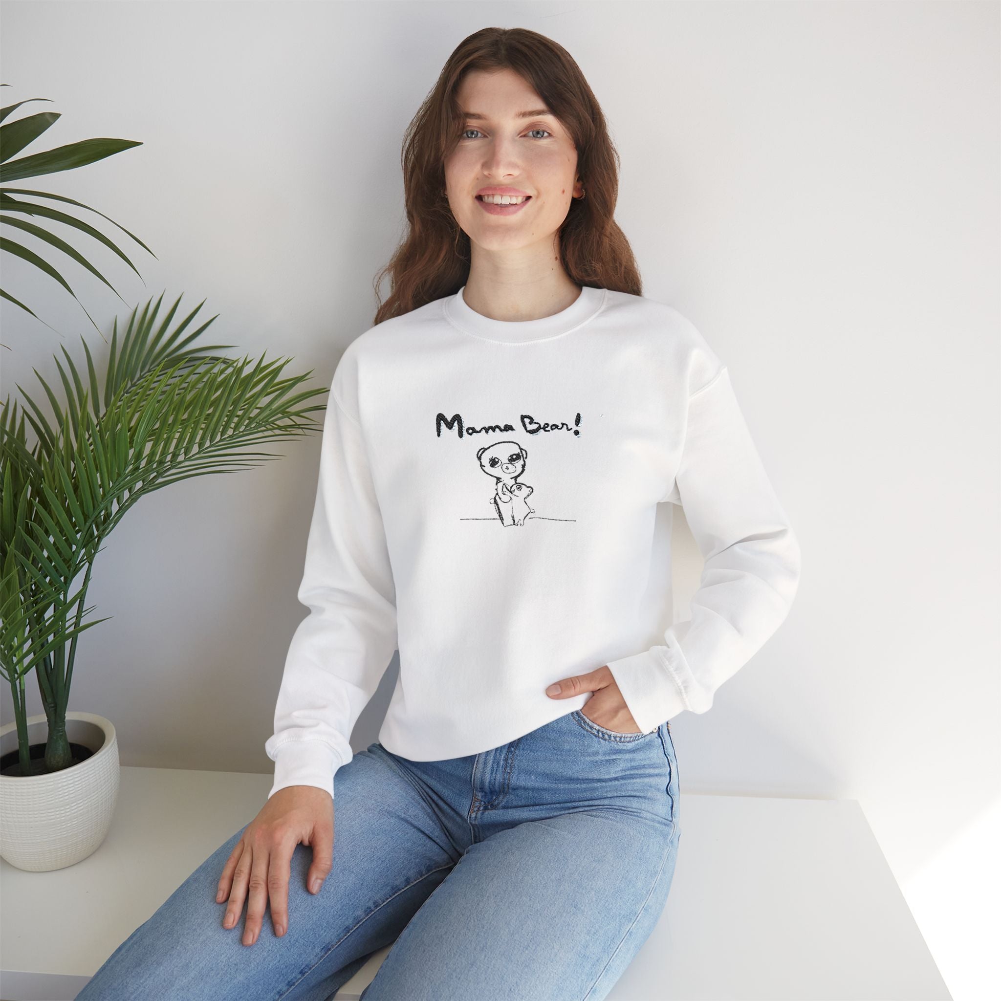 Mama Bear Sweatshirt — Cute Hand-Drawn Bear Crewneck