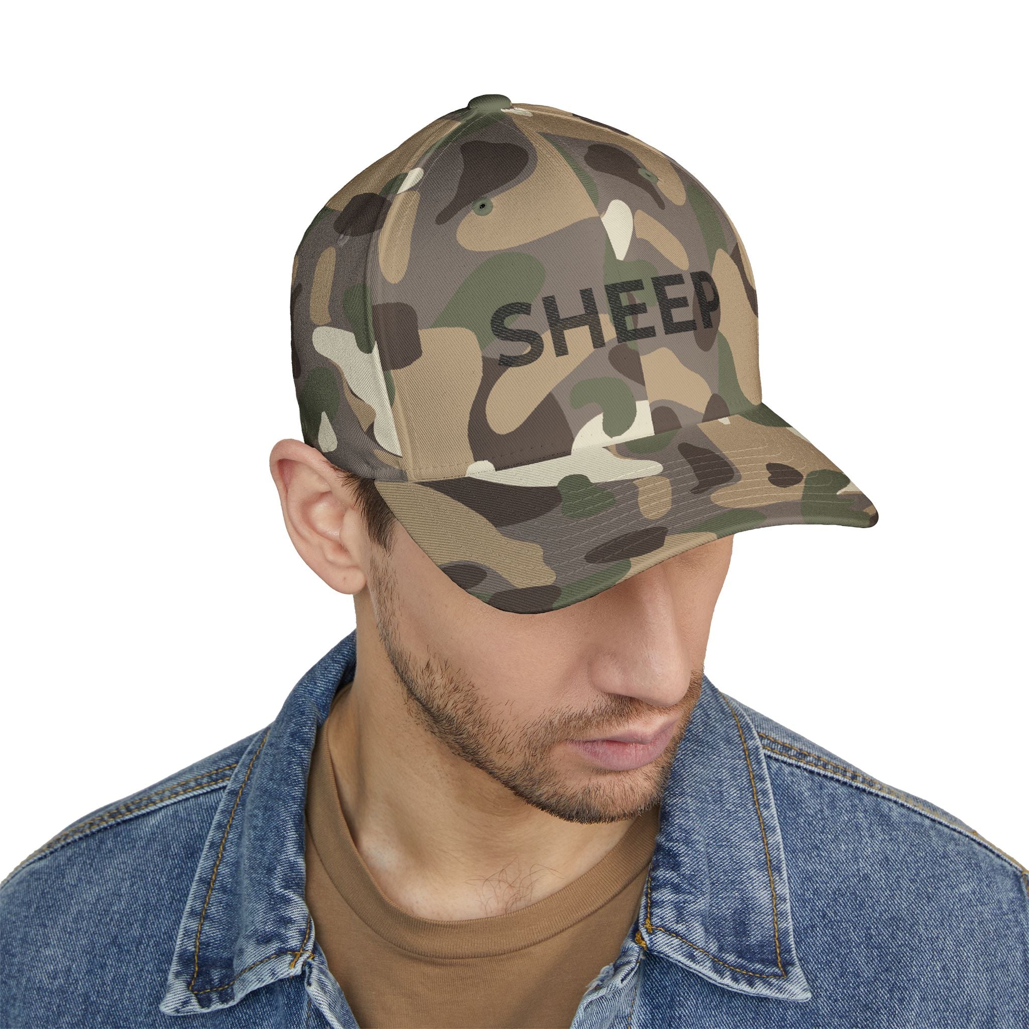 Embroidered 'SHEEP' Closed-Back Cap
