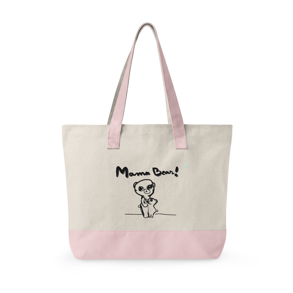 Mama Bear Canvas Tote Bag — Cute Hand-Drawn Mom & Baby Design