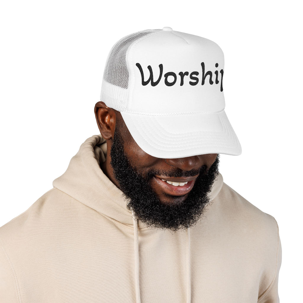 Worship Team Foam Trucker Hat — 'Worship' Church Camp & Service Cap